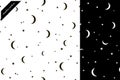 Set of seamless patterns with moons and stars.